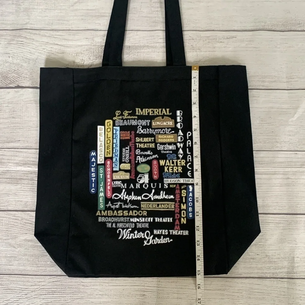 NWOT Broadway-themed Black Cotton Canvas Tote Bag